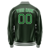 Custom Green Neon-Green Solid Color Varsity Letterman Jacket