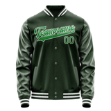 Custom Green Neon-Green Solid Color Varsity Letterman Jacket