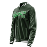 Custom Green Neon-Green Solid Color Varsity Letterman Jacket