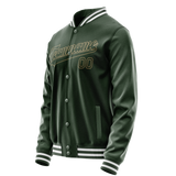 Custom Green Cream Solid Color Varsity Letterman Jacket