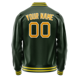 Custom Green Gold Solid Color Varsity Letterman Jacket