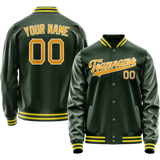 Custom Green Gold Solid Color Varsity Letterman Jacket