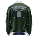 Custom Green Navy Solid Color Varsity Letterman Jacket