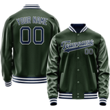 Custom Green Navy Solid Color Varsity Letterman Jacket