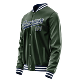 Custom Green Navy Solid Color Varsity Letterman Jacket