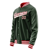 Custom Green White Solid Color Varsity Letterman Jacket