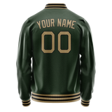 Custom Green Old-Gold Solid Color Varsity Letterman Jacket