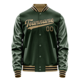 Custom Green Old-Gold Solid Color Varsity Letterman Jacket
