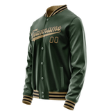 Custom Green Old-Gold Solid Color Varsity Letterman Jacket
