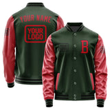 Custom Dark Green Red Jacket JA060614061717141417