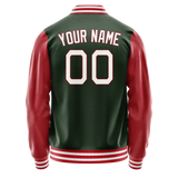Custom Green Crimson Solid Color Varsity Letterman Jacket