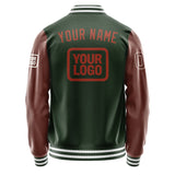 Custom Dark Green Coral Red Jacket JA060616061818161618