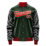 Custom Green Orange Solid Color Varsity Letterman Jacket