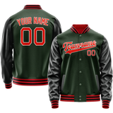 Custom Green Orange Solid Color Varsity Letterman Jacket