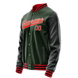 Custom Green Orange Solid Color Varsity Letterman Jacket