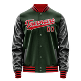 Custom Green Orange Solid Color Varsity Letterman Jacket