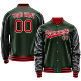 Custom Green Orange Solid Color Varsity Letterman Jacket