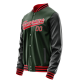 Custom Green Orange Solid Color Varsity Letterman Jacket