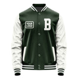 Custom Dark Green White Jacket JA060618061818181818