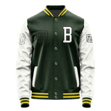 Custom Dark Green White Jacket JA060618062617181817