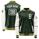 Custom Dark Green White Jacket JA060618062617181817