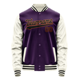 Custom Purple Cream Solid Color Varsity Letterman Jacket