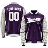 Custom Purple Gray Solid Color Varsity Letterman Jacket