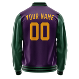 Custom Purple Kelly-Green Solid Color Varsity Letterman Jacket