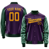 Custom Purple Kelly-Green Solid Color Varsity Letterman Jacket