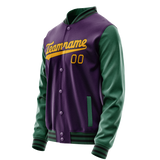 Custom Purple Kelly-Green Solid Color Varsity Letterman Jacket