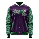 Custom Purple Kelly-Green Solid Color Varsity Letterman Jacket