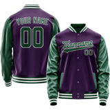 Custom Purple Kelly-Green Solid Color Varsity Letterman Jacket