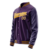 Custom Purple Gold Solid Color Varsity Letterman Jacket