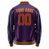 Custom Purple Red Solid Color Varsity Letterman Jacket