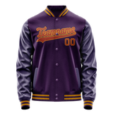 Custom Purple Red Solid Color Varsity Letterman Jacket