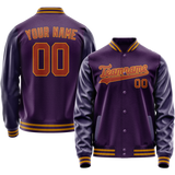 Custom Purple Red Solid Color Varsity Letterman Jacket