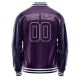 Custom Purple White Solid Color Varsity Letterman Jacket