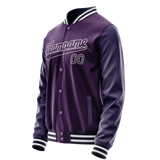 Custom Purple White Solid Color Varsity Letterman Jacket