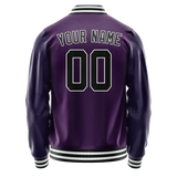 Custom Purple Black Solid Color Varsity Letterman Jacket