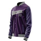Custom Purple Black Solid Color Varsity Letterman Jacket