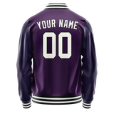 Custom Purple White Solid Color Varsity Letterman Jacket