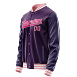 Custom Purple Pink Solid Color Varsity Letterman Jacket