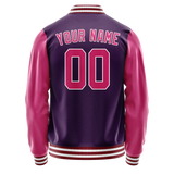 Custom Purple Pink Solid Color Varsity Letterman Jacket