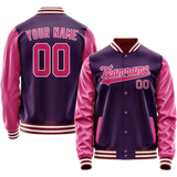 Custom Purple Pink Solid Color Varsity Letterman Jacket