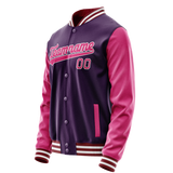Custom Purple Pink Solid Color Varsity Letterman Jacket