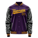 Custom Purple Black Solid Color Varsity Letterman Jacket