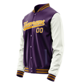 Custom Purple White Solid Color Varsity Letterman Jacket