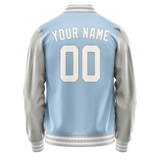 Custom Light-Blue Gray Solid Color Varsity Letterman Jacket