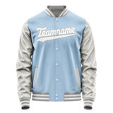 Custom Light-Blue Gray Solid Color Varsity Letterman Jacket