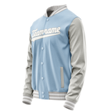 Custom Light-Blue Gray Solid Color Varsity Letterman Jacket